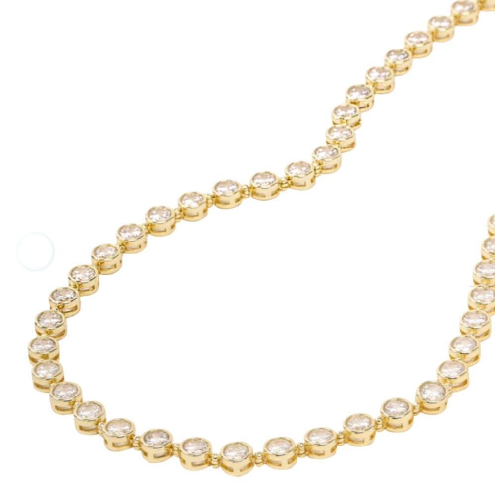 Melinda Maria Mama Baroness Tennis Necklace Gold|White Diamondettes 18”